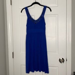 Soprano Navy Blue Bejeweled Tank S Dress - Flowy